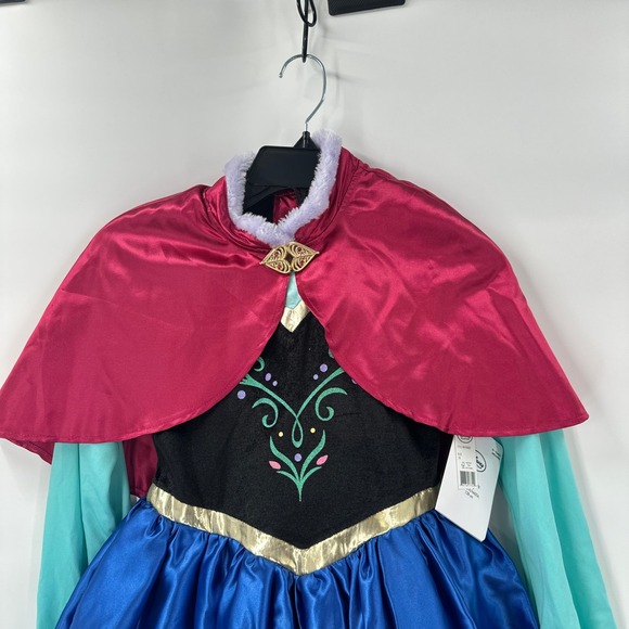 New Disney Collection Frozen Anna Costume Dress Cape Blue Teal Girls Size 7 / 8 - Picture 3 of 8